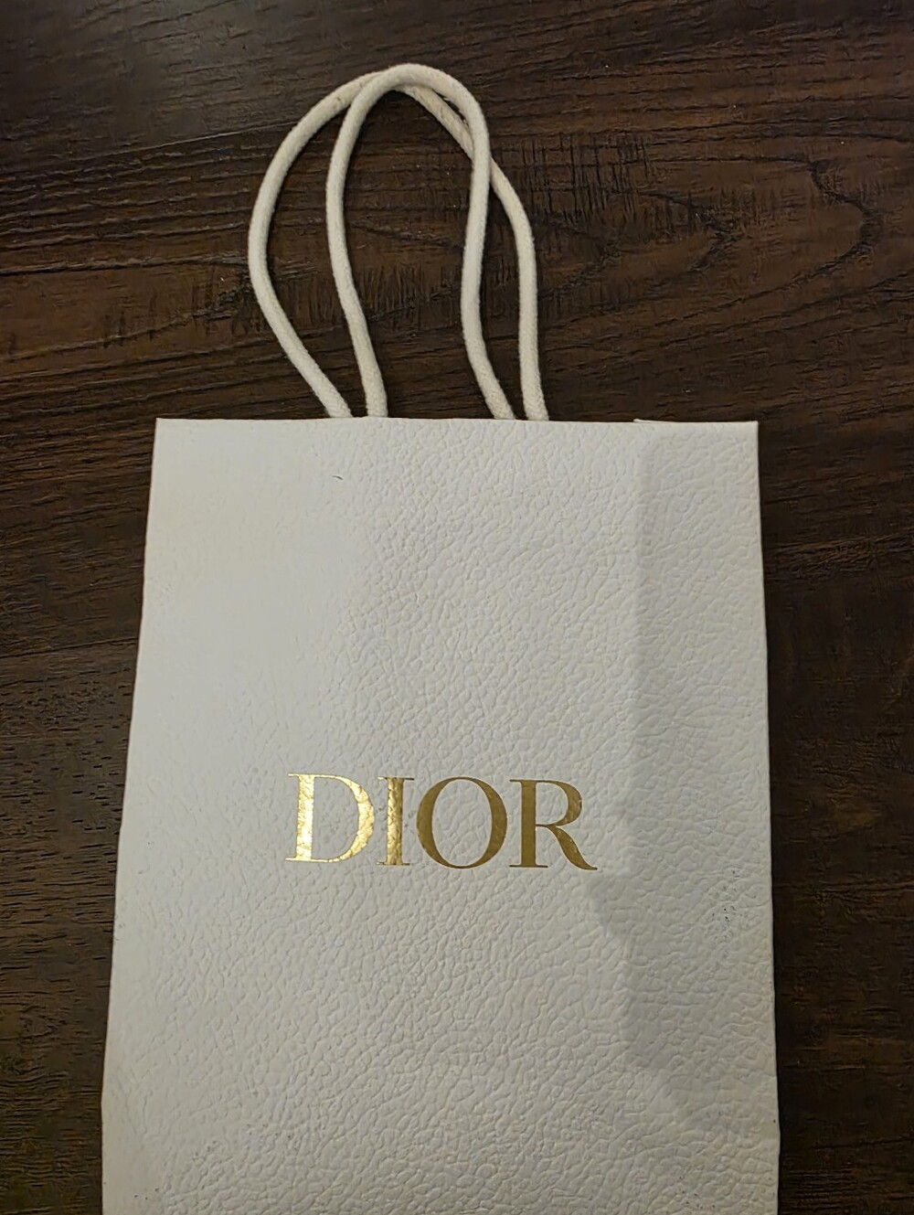 Dior White Textured Gift Tote with Gold Logo